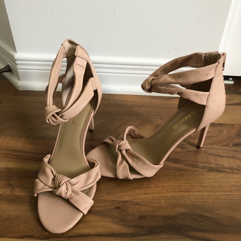 Beige Leather high heels sandals